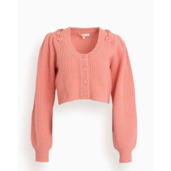 LOVESHACKFANCY Branton Cropped Cardigan in Rosebud medium